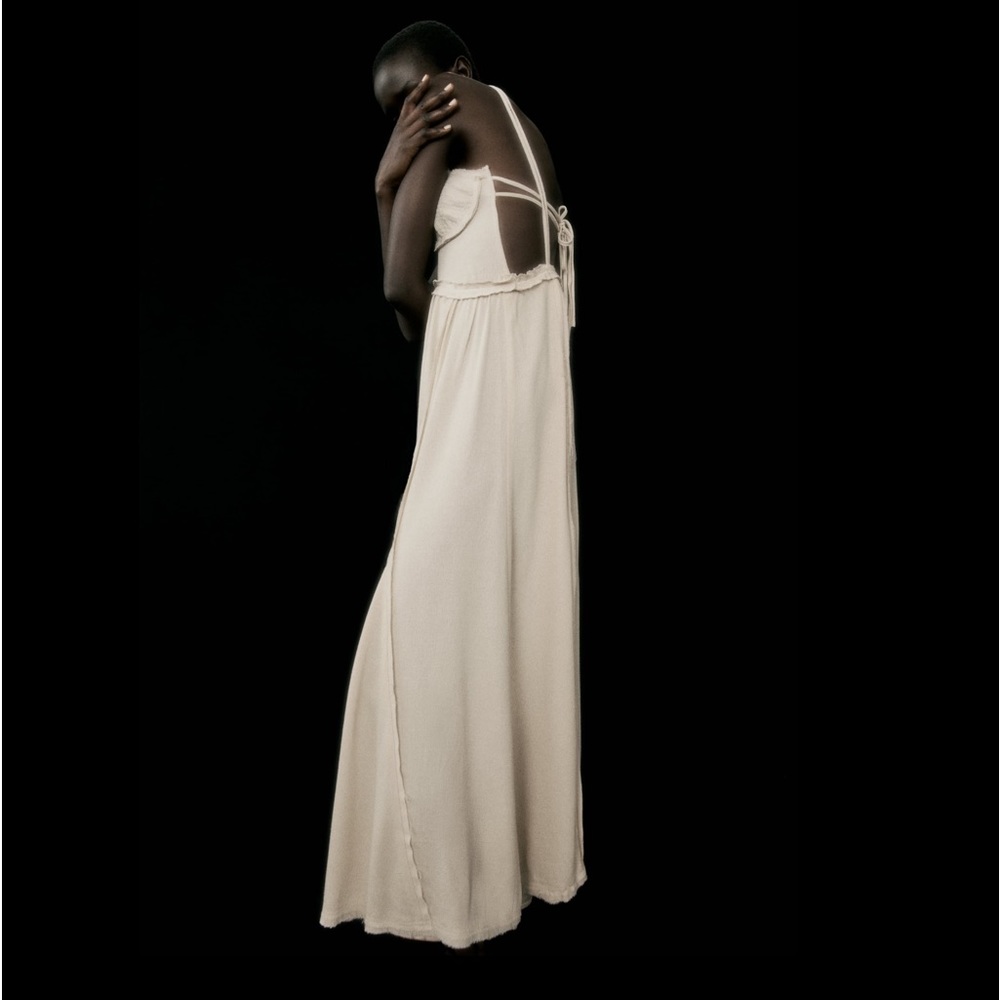 Zara rustic frayed flowy dress, RENEWCELL x ZARA collab - Picture 3 of 11